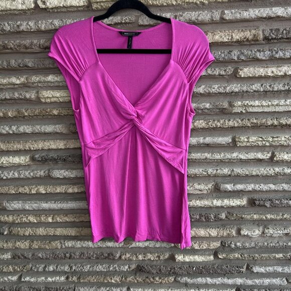 BCBGMaxAzria Fuchsia V Neck CrossWrap Sleeveless Top Size Medium - Picture 6 of 6